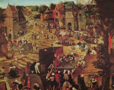 Kermesse con teatro e processione da Pieter Brueghel the Younger